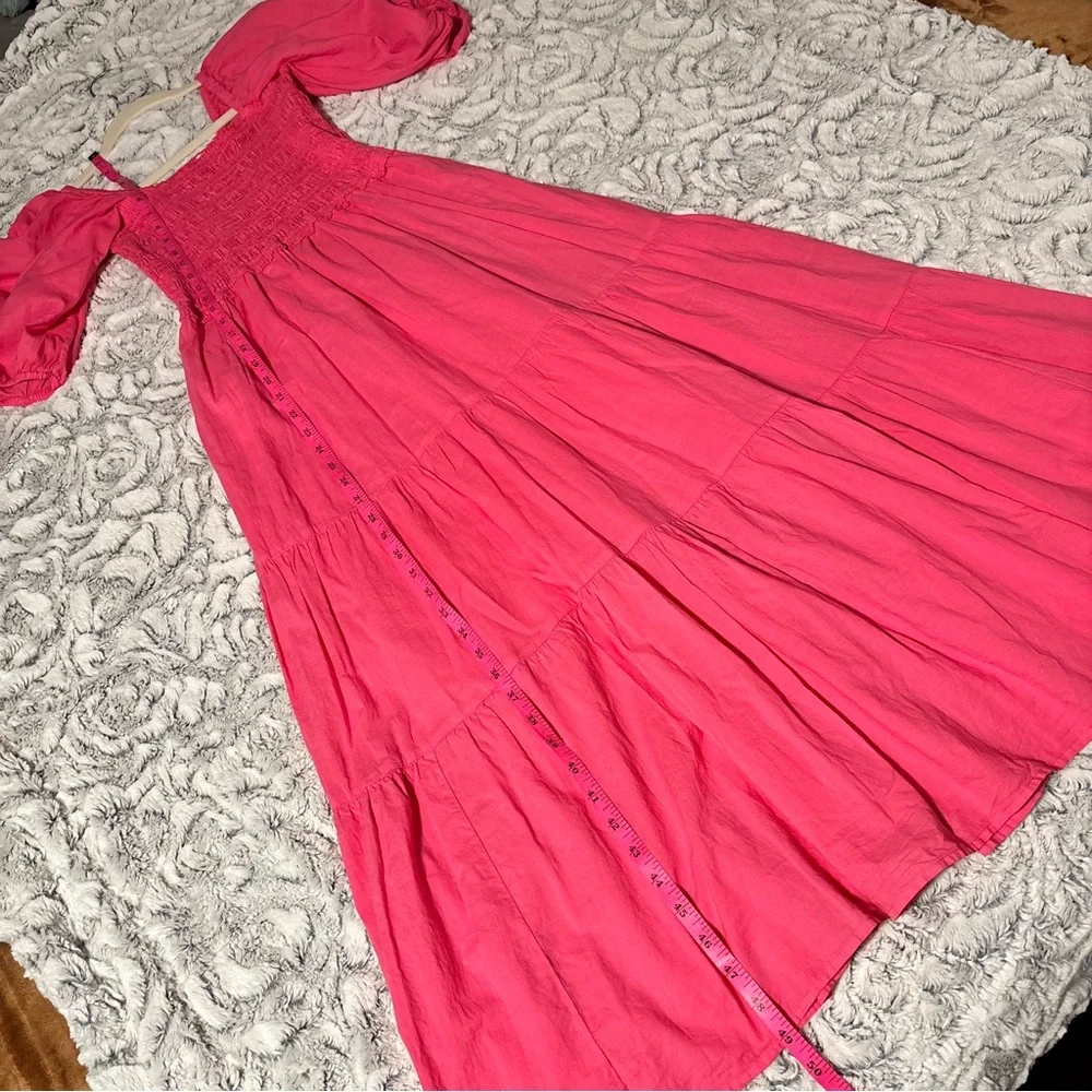XiRENA 100% Cotton Vibrant Pink Long Sleeve Dress